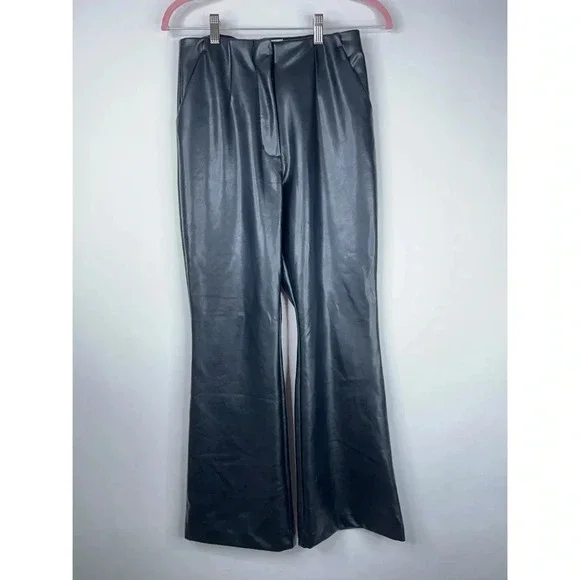 Abercrombie & Fitch Vegan Leather Black Pants Curve Love High Rise Flare Bootcut - Picture 1 of 11